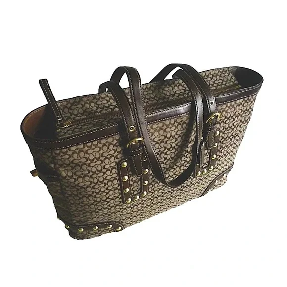 Coach soho khaki studded signature shoulder bag - Picture 2 of 12